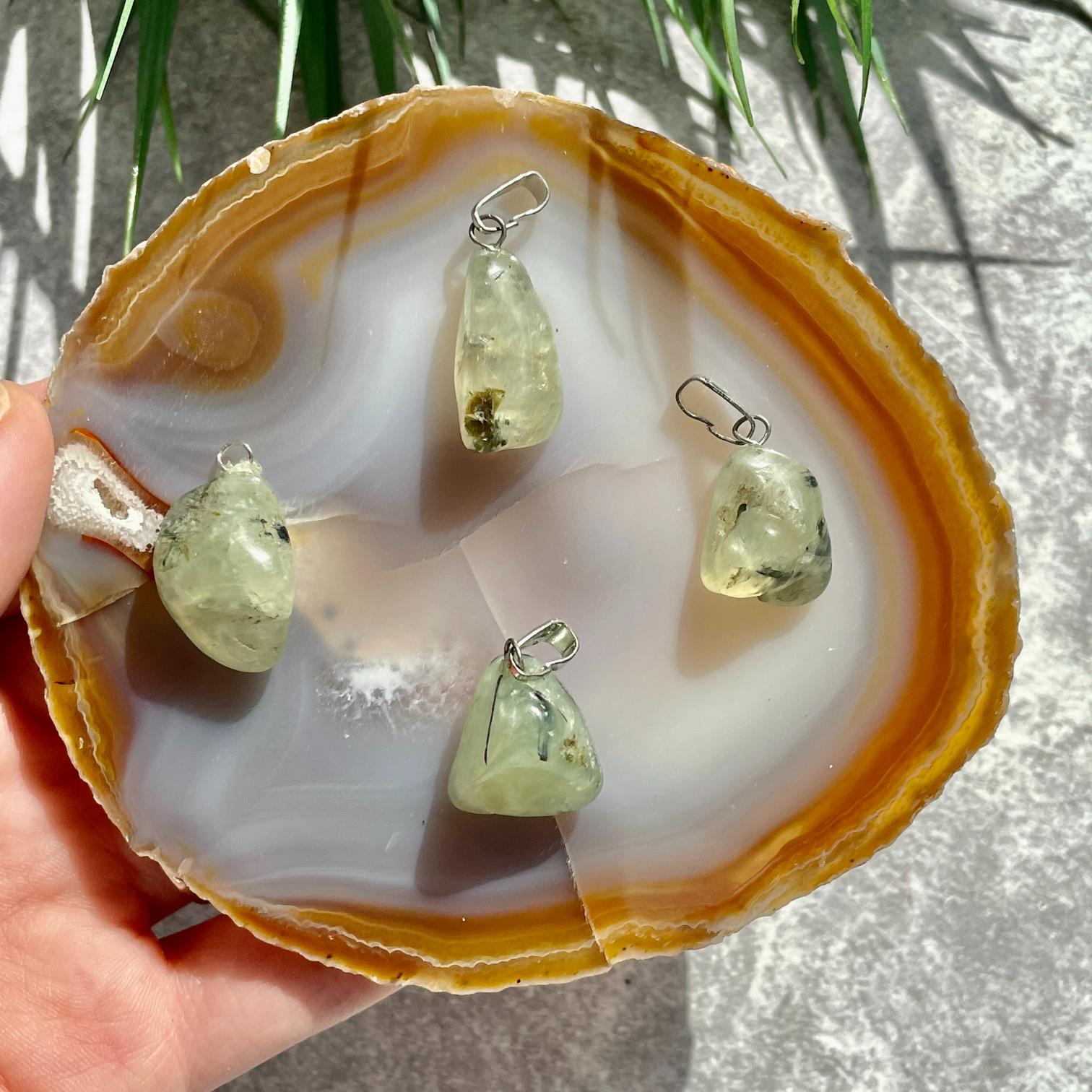 Tumbled Mini Pendant - Prehnite Tumbled Mini Pendant - Prehnite